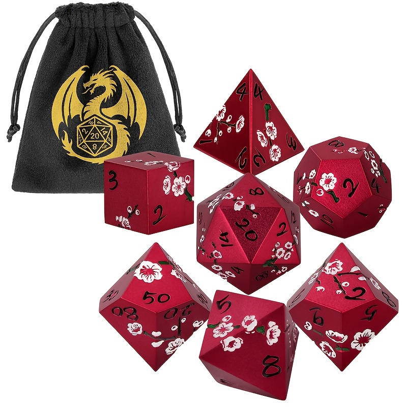 7pcs/Set Flat Plum Blossom Pattern Large Dice